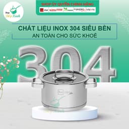 Thumbnail Nồi thân cao 3 đáy inox 304 Fivestar Plus quai vuông nắp kính ( 16cm / 18cm / 20cm / 24cm )- tặng 1 vá canh 3