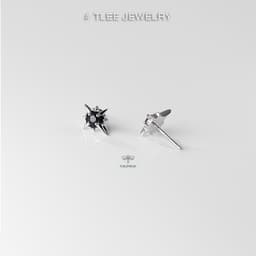 Thumbnail Khuyên tai bạc TLEE mẫu galvin đá đen cá tính TLEE JEWELRY B0264 3