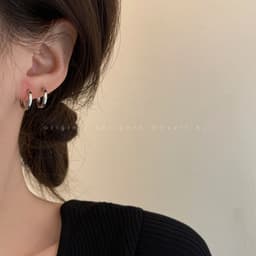 Thumbnail Khuyên tai tròn mạ bạc 17KM đính đá zircon phong cách thời trang 4