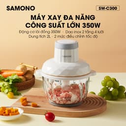 Thumbnail Máy xay thịt Samono đa năng 2L công suất 350W, cối thủy tinh, 4 lưỡi dao xay thép không gỉ SW-C300/SW-069S 4