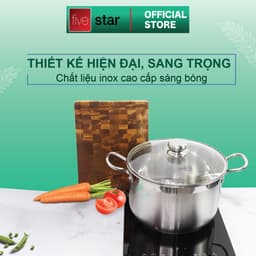 Thumbnail Nồi luộc gà FiveStar inox 430 nắp kính (26cm / 28cm / 30cm / 32cm), 3 đáy dùng bếp từ, hồ 1