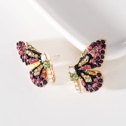 Thumbnail Khuyên tai Pinkdudu PD619 kiểu bướm bằng hợp kim đính đá thời trang Âu Mỹ cho nữ 4