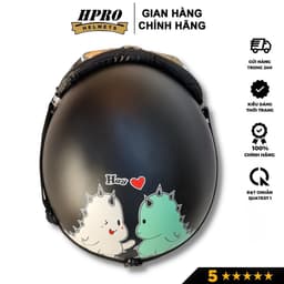 Thumbnail Mũ bảo hiểm xe máy Hpro Helmet thời trang, họa tiết Khủng Long cute, kiểu dáng nửa đầu 1/2 Freesize (55-59cm) 1
