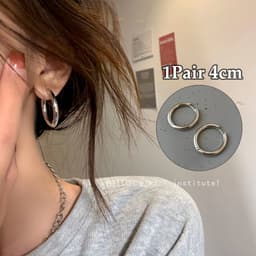 Thumbnail Khuyên tai tròn mạ bạc 17KM đính đá zircon phong cách thời trang 2