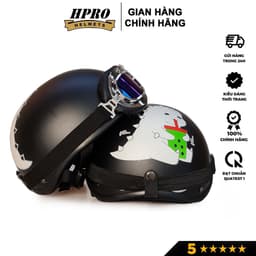 Thumbnail Mũ bảo hiểm xe máy Hpro Helmet thời trang, họa tiết Khủng Long cute, kiểu dáng nửa đầu 1/2 Freesize (55-59cm) 4