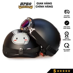 Thumbnail Mũ bảo hiểm xe máy Hpro Helmet thời trang, họa tiết Thỏ trắng đáng yêu, kiểu dáng nửa đầu 1/2 Freesize (55-59cm) 2