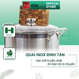Thumbnail Nồi luộc gà FiveStar inox 430 nắp kính (26cm / 28cm / 30cm / 32cm), 3 đáy dùng bếp từ, hồ 4