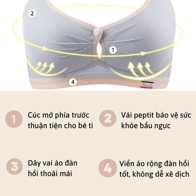 Ảnh Áo Lót Ngực Bầu 2mama Không Gọng Vải Cotton Có Cúc Mở Ngang Bigsize V202 3
