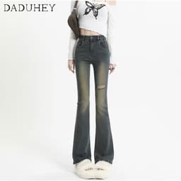 Thumbnail Quần jean Daduhey lưng cao họa tiết wash thời trang phong cách Hàn Quốc 2023 mới 2