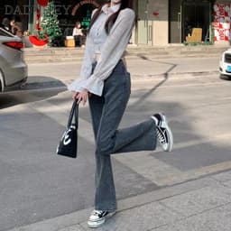 Thumbnail Quần jean daduhey ống loe lưng cao dáng ôm vừa vặn phong cách Hàn Quốc thời trang 2023 cho nữ 4