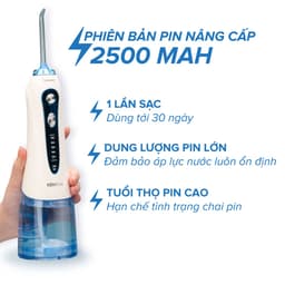 Thumbnail Máy Tăm Nước H2oFloss HF9P 5 Cấp Độ Tia Nước, Lực Bắn 130PSI, Pin 2500mAh, Dung tích 300ml, Đổi Mới 12 tháng, Tặng Túi 4