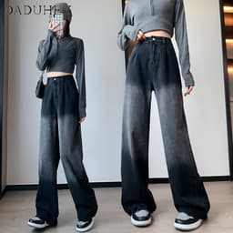 Thumbnail DaDuHey 2023 New Korean Version of Ins Washed Gradient Jeans High Waist Wide Leg Pants Women's Straight Pants 4