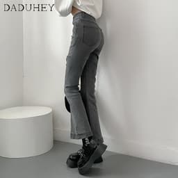 Thumbnail Quần jean Daduhey lưng cao co dãn ống loe thời trang phong cách Hàn Quốc mới 2023 4