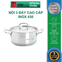 Thumbnail Nồi inox 3 đáy sandwich inox 430 FiveStar Standard bếp từ nắp inox ( 16cm / 18cm / 20cm / 24cm ) , dùng được mọi bếp 1