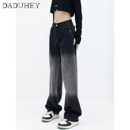 Thumbnail Quần jean DaDuHey màu gradient retro lưng cao ống rộng thời trang Hàn Quốc 2023 3