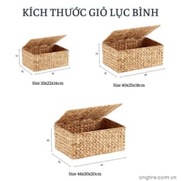 Thumbnail Giỏ lục bình ONGTRE hình chữ nhật, hình tròn đựng đồ phòng khách, phòng ngủ, khay đựng đồ 2