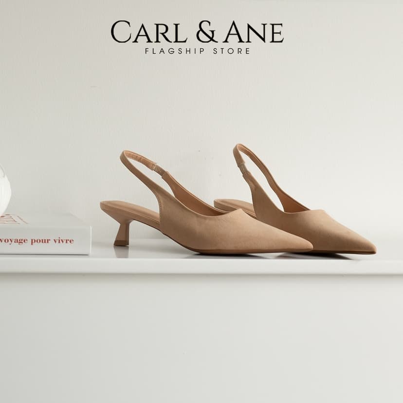 Ảnh Carl & Ane - Giày cao gót nữ dáng Slingback mũi nhọn phong cách thanh lịch cao 5cm màu đen - CL036 3