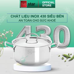 Thumbnail Nồi inox 3 đáy sandwich inox 430 FiveStar Standard bếp từ nắp inox ( 16cm / 18cm / 20cm / 24cm ) , dùng được mọi bếp 3