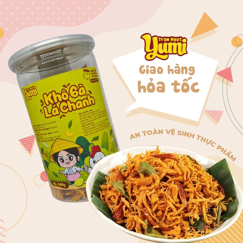 Ảnh Khô gà lá chanh Trạm ngọt Yumi đồ ăn vặt thịt xé sợi thơm ngon 1