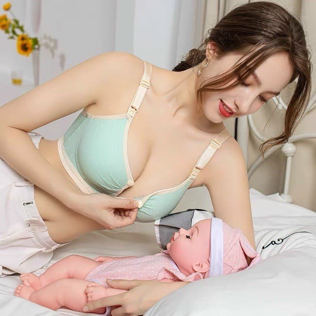 Ảnh Áo Lót Ngực Bầu 2mama Không Gọng Vải Cotton Có Cúc Mở Ngang Bigsize V202 1