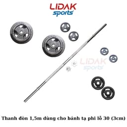 Thumbnail Đòn tạ LIDAK 1,5m thép đặc mạ crom chống gỉ có zen khóa 2 đầu an toàn , thanh đòn 1,5m tập gym tại nhà - LIDAK SPORT 1