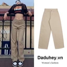 Thumbnail Daduhey Quần jean lưng cao ống rộng thời trang phong cách Hàn Quốc cá tính cho nữ 1