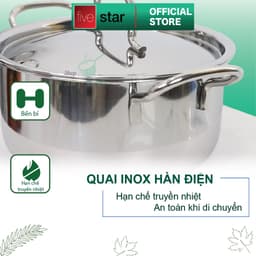 Thumbnail Nồi inox 3 đáy sandwich inox 430 FiveStar Standard bếp từ nắp inox ( 16cm / 18cm / 20cm / 24cm ) , dùng được mọi bếp 4
