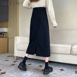 Thumbnail Chân váy DADUHEY vải denim dáng dài lưng cao thời trang phong cách Hàn Quốc xinh xắn 2023 4