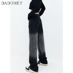 Thumbnail Quần jean DaDuHey màu gradient retro lưng cao ống rộng thời trang Hàn Quốc 2023 2