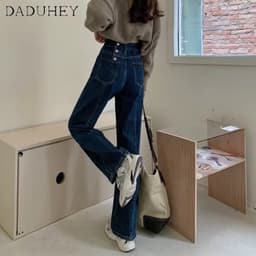 Thumbnail Quần jean DADUHEY lưng cao ống rộng thẳng phong cách thời trang Hàn Quốc 2023 2