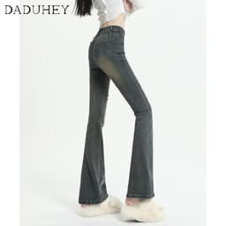 Thumbnail Quần jean Daduhey lưng cao họa tiết wash thời trang phong cách Hàn Quốc 2023 mới 4