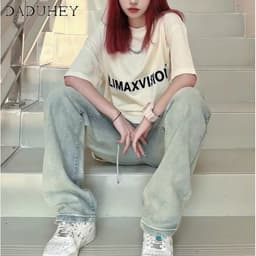 Thumbnail Quần jean DaDuHey lưng cao họa tiết wash retro thời trang phong cách Hàn Quốc mới cho nữ 3