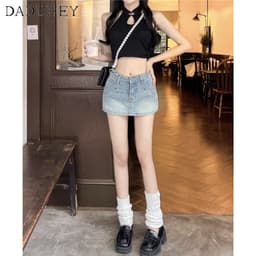 Thumbnail Chân váy DADUHEY dáng chữ A vải denim lưng cao phong cách Hàn Quốc thời trang dành cho nữ 4