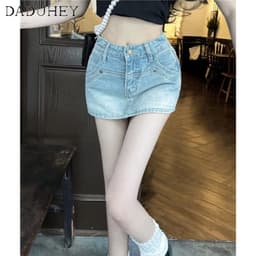 Thumbnail Chân váy DADUHEY dáng chữ A vải denim lưng cao phong cách Hàn Quốc thời trang dành cho nữ 3