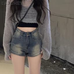 Thumbnail Quần short DADUHEY lưng cao ôm dáng kiểu retro phong cách thời trang đường phố Mỹ 3