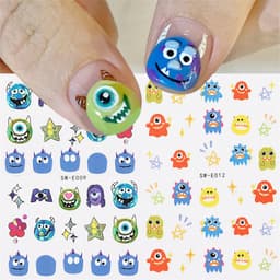 Thumbnail Miếng Dán Trang Trí Móng Tay Họa Tiết Hoạt Hình Quái Vật Mắt To Dễ Thương 2
