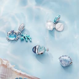 Thumbnail Mặt vòng tay BAMOER SCC2504 xâu chuỗi hạt màu bạc hình tàu ngầm / rùa / vỏ sò / cua làm quà tặng sinh nhật 2