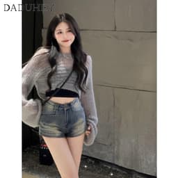 Thumbnail Quần short DADUHEY lưng cao ôm dáng kiểu retro phong cách thời trang đường phố Mỹ 2