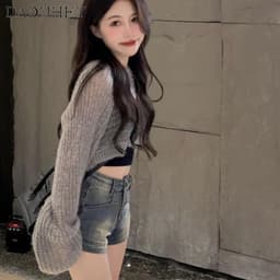 Thumbnail Quần short DADUHEY lưng cao ôm dáng kiểu retro phong cách thời trang đường phố Mỹ 4