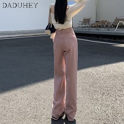 Thumbnail DaDuHey New Korean Version of Ulzzang Dirty Pink Jeans High Waist Loose Wide Leg Pants Niche Trousers 2