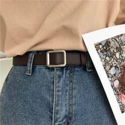 Thumbnail Thắt lưng AIJOLEN khóa vuông không đục lỗ phong cách vintage cho nữ 3