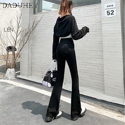 Thumbnail DaDuHey 2023 new Korean version of ins stretch women's jeans niche high waist micro flared pants large size trousers 2