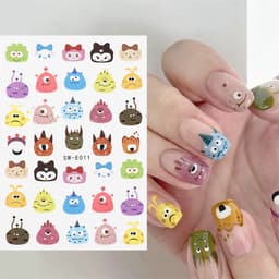 Thumbnail Miếng Dán Trang Trí Móng Tay Họa Tiết Hoạt Hình Quái Vật Mắt To Dễ Thương 1