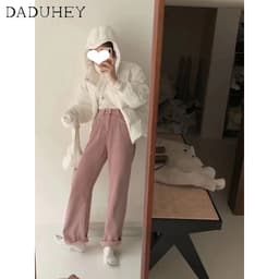 Thumbnail DaDuHey New American Ins Dirty Pink Trousers High Waist Loose Jeans Wide Leg Pants Niche Casual Pants 2