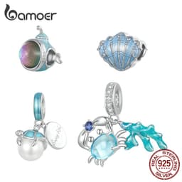 Thumbnail Mặt vòng tay BAMOER SCC2504 xâu chuỗi hạt màu bạc hình tàu ngầm / rùa / vỏ sò / cua làm quà tặng sinh nhật 1