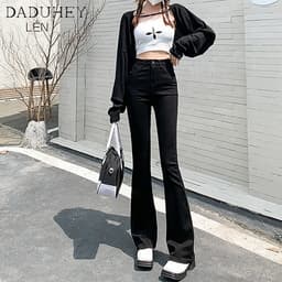 Thumbnail DaDuHey 2023 new Korean version of ins stretch women's jeans niche high waist micro flared pants large size trousers 4