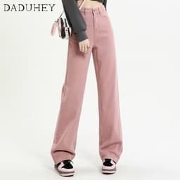 Thumbnail Quần jean DADUHEYlưng cao dáng rộng màu hồng thời trang phong cách Mỹ cá tính 2