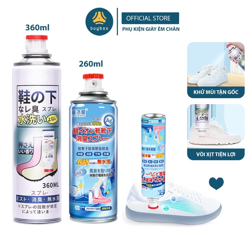 Ảnh Bình xịt ngăn ngừa mồ hôi, vi khuẩn cho đôi giày của bạn, hương thơm mát - BuyBox - BBPK358 1