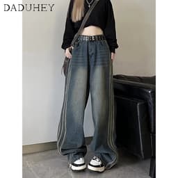 Thumbnail Quần jean DADUHEY họa tiết sọc phong cách đường phố Mỹ cao cấp size lớn 2