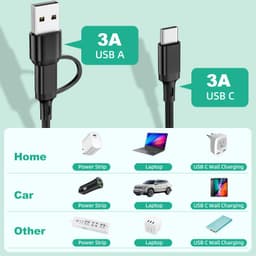 Thumbnail Dây cáp sạc nhanh HDOORLINK 5 trong 1 3A USB A / C sang điện thoại Type-C / Micro USB / nhẹ thích hợp cho IOS Android 3
